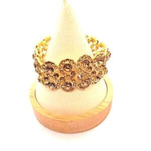 Stretch Statement Bracelet Topaz Gold Tone